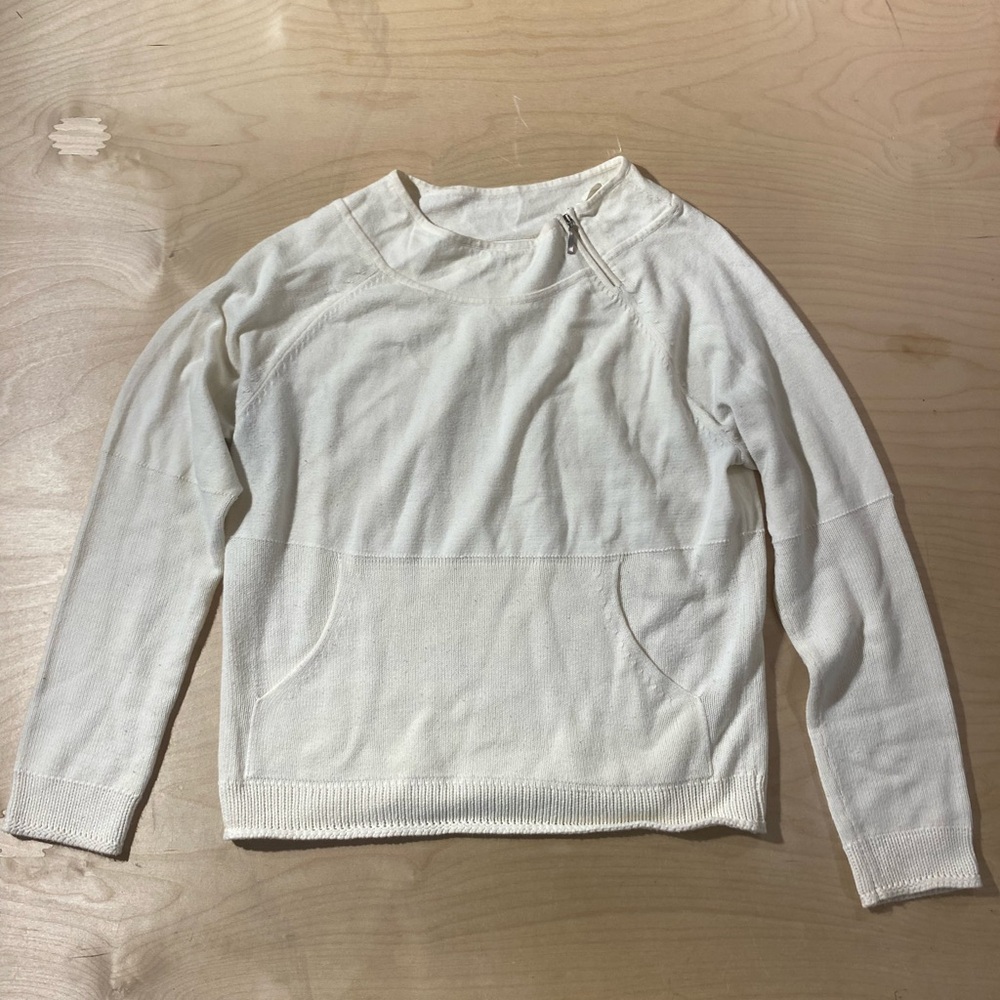 Liz Claiborne Cream Knit Pullover with Asymmetrical Zip Neck Large (QQ) - Picture 3 of 7